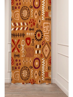 Greendecor Otantik, Anadolu, Etnik,bohem Desenli Özel Tasarım Dijital Baskılı (Tek Kanat) Modern Şık Fon Perde