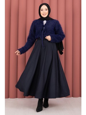 Cvn Soft Pötikare Desenli Etek Indigo