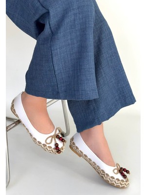 Aesco Ilwe Beyaz Cilt Babet Ayakkabı