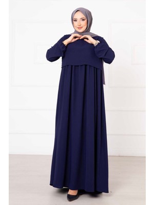 Pol Bolero Görünümlü Tesettür Elbise Lacivert