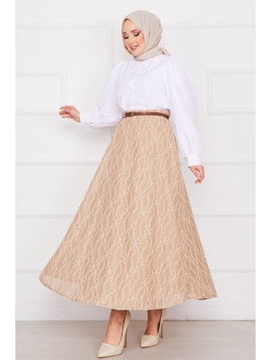 Md Zincir Desen Dantel Etek Vizon