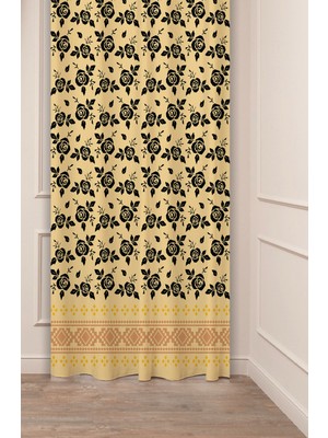 Greendecor Otantik, Anadolu, Etnik Desenli Özel Tasarım Dijital Baskılı (Tek Kanat) Modern Şık Fon Perde