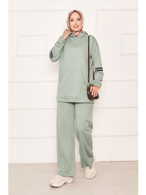 Cvn Kapüşonlu Kolu Fermuar Detaylı İkili Takım Mint
