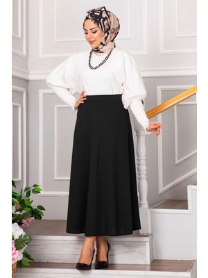 Md Scuba Krep Mevlana Tesettür Etek Siyah
