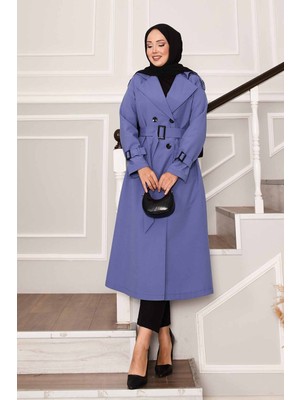 Md Kolu Kemer Detaylı Su Geçirmez Trenç  İndigo