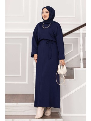 Md Kolu Katlama Detaylı Seyyar Kuşaklı Oyşo Elbise Lacivert
