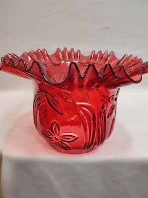 Normadia Kıvırcık Avize Camı, Tam Kırmızı, Alt Çap: 10CM, Yükseklik: 15.5cm