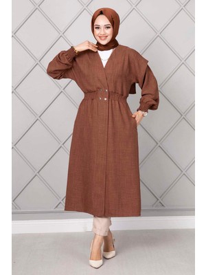 Md Beli Lastikli Uzun Tesettür Kap Kahve