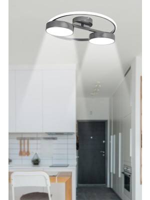 Normadia Gri ve Beyaz Ledli 2'li Avize, Modern ve Şık Tasarım