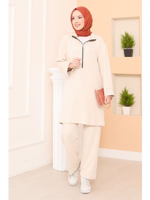 DF Yarım Fermuarlı İkili Oyşo Takım Bej