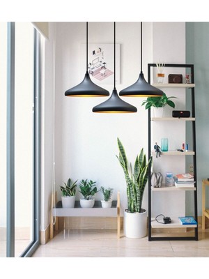 Normadia Üçlü Siyah Sarkıt Lamba, Oturma, Mutfak, Salon ve Otel Dekorasyonu