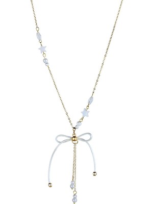 Klips Concept Beyaz Ip Fiyonk Detay Inci Boncuk Kolye