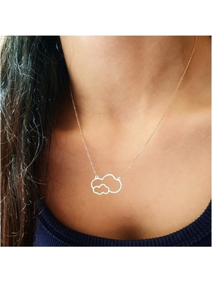 Kadın 925 Ayar Gümüş Ikili Bulut Model Kolye