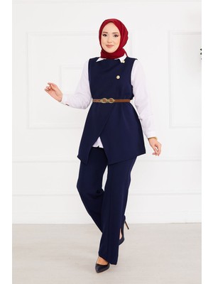 Md Kemerli Yelekli Tesettür İkili Takım -3