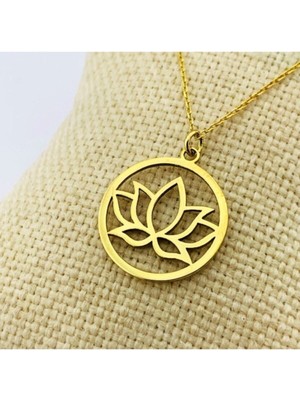 Kadın 925 Ayar Gümüş Lotus Çiçeği Kolye