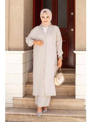 Md Boydan Düğmeli Aerobin Tesettür  İkili Takım Taş