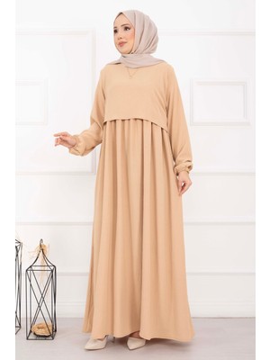 Pol Bolero Görünümlü Elbise Latte