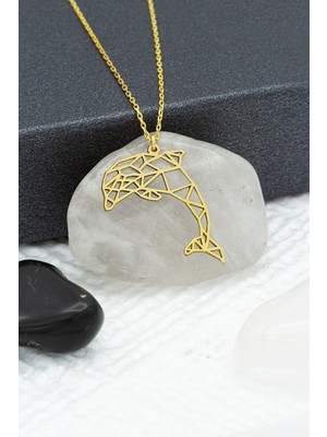 Kadın 925 Ayar Gümüş Origami Yunus Kolye