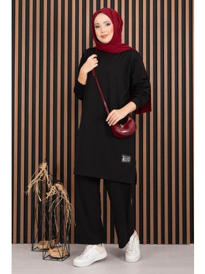 Nz Arma Detaylı Spor İkili Tesettür Takım Siyah