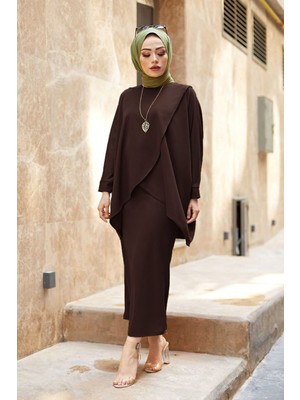 Mdı Etek ve Tunik Ikili Kombin Kahve