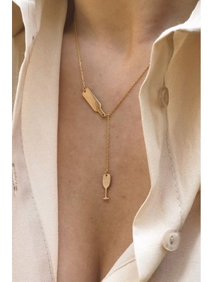 925 Ayar Gümüş Minimal Şarap Kolye