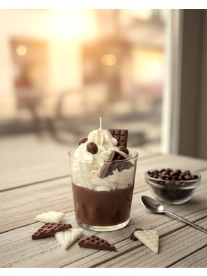 Çikolata Kokulu Kremalı Dekoratif Mum  %100 Soya Wax | 200 ml