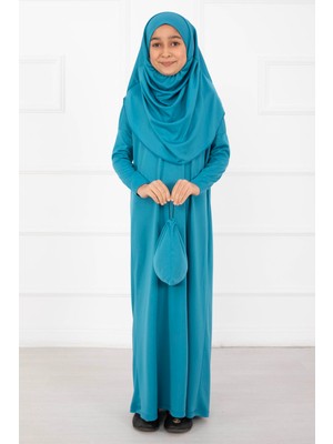 Md Tesettür Çocuk Namaz Elbisesi Turkuaz