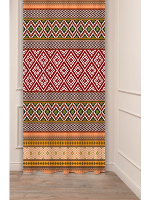 Greendecor Otantik, Anadolu, Etnik Desenli Özel Tasarım Dijital Baskılı (Tek Kanat) Modern Şık Fon Perde