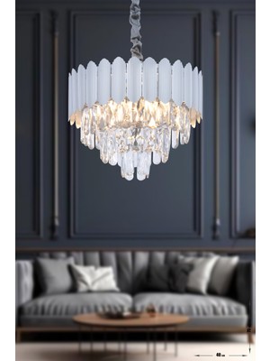 Normadia Şık Kristal Prizma Lüks Avize Gümüş Yaldız Renk, Modern ve Zarif Tasarım