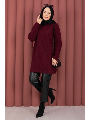 RAF Vinea Baklava Desen Triko Kazak Bordo