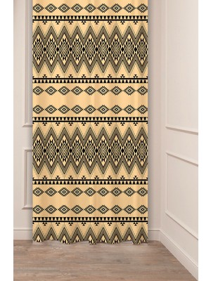 Greendecor Otantik Anadolu Motifleri Eski Antik Desenli Özel Tasarım Dijital Baskılı (Tek Kanat) Şık Fon Perde