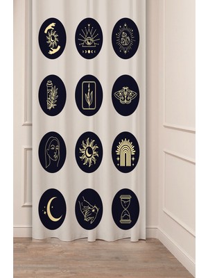 Greendecor Minimalist Soft Sade Pastel Yaprak Bohem Özel Tasarım Dijital Baskılı (Tek Kanat) Bej Krem Fon Perde