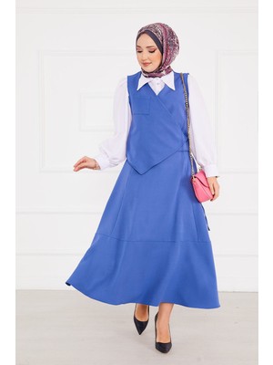 Md Yelekli Etek Tesettür Takım İndigo