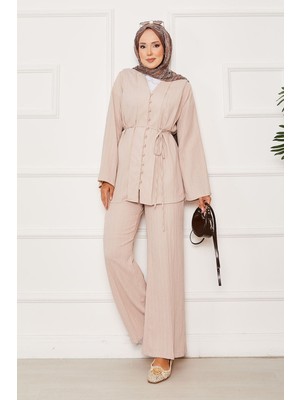 Mat Seyyar Kuşaklı Brit Düğmeli İkili Takım Taş