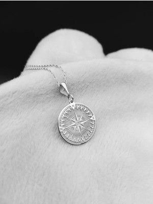 925 Ayar Gümüş Pusula Kolye
