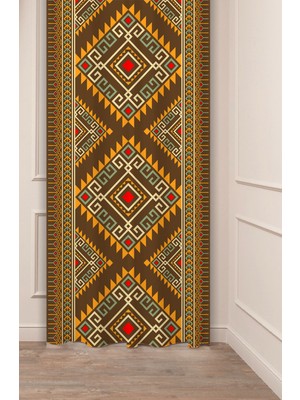 Greendecor Otantik Anadolu Motifleri Eski Antik Desenli Özel Tasarım Dijital Baskılı (Tek Kanat) Şık Fon Perde