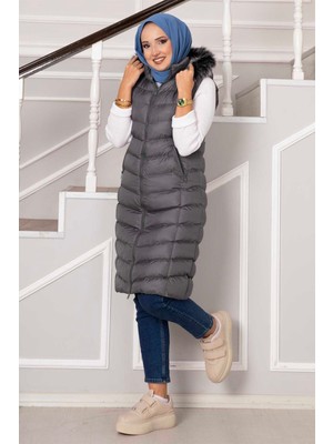 Lab Kapüşonlu Şişme Yelek Füme