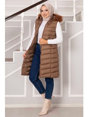 Lab Kapüşonlu Şişme Yelek Kahve