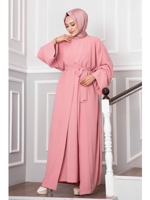 Md Leyli Tesettür Abaya Takım Pembe