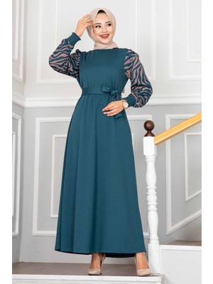 Md Tulipa Tesettür Elbise Petrol