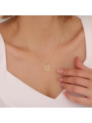 925 Ayar Gümüş Altın Kaplama Kalp Model Kolye