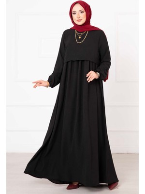 Pol Bolero Görünümlü Tesettür Elbise Siyah