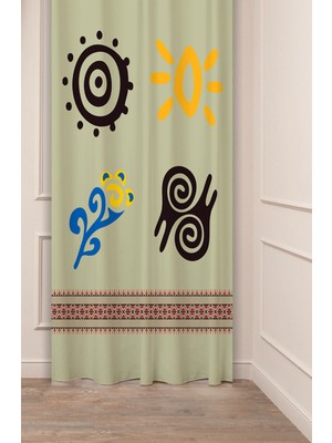 Greendecor Otantik, Anadolu, Etnik,bohem Desenli Özel Tasarım Dijital Baskılı (Tek Kanat) Modern Şık Fon Perde