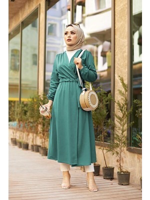 Md Beli Kuşaklı Tesettür Kimono 5587 Mint