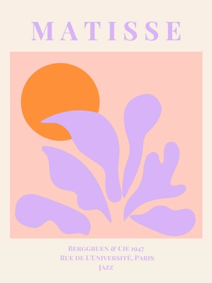 Fuart.Co Pembe Mor Matisse Çiçekleri Serisi Dijital Baskı Poster (Çerçevesiz)