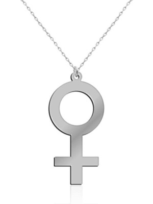 Sade Kadın Sembolü Beyaz Gümüş Kolye