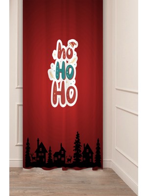 Greendecor Yılbaşı Çam Ağacı Noel Ağacı Kar Yeni Yıl Christmas Desenli Özel Tasarımlı Dijital Baskılı Fon Perde