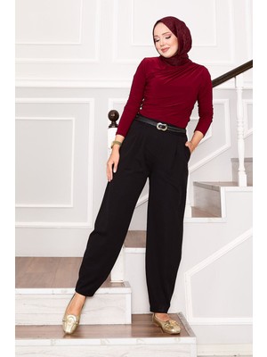 MDS Önü Pile Detaylı Cepli Pantolon Siyah