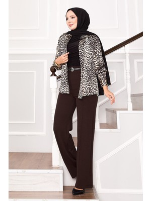 MDS Önü Çımalı Beli Lastikli Palazzo Pantolon  Kahve