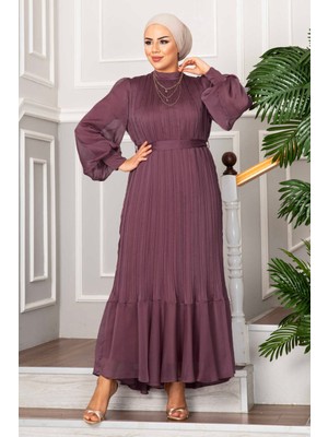 Md Kolları Organze Tesettür Abiye Gülkurusu